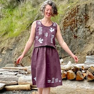 100% Linen Hand Printed Gökotta Skirt